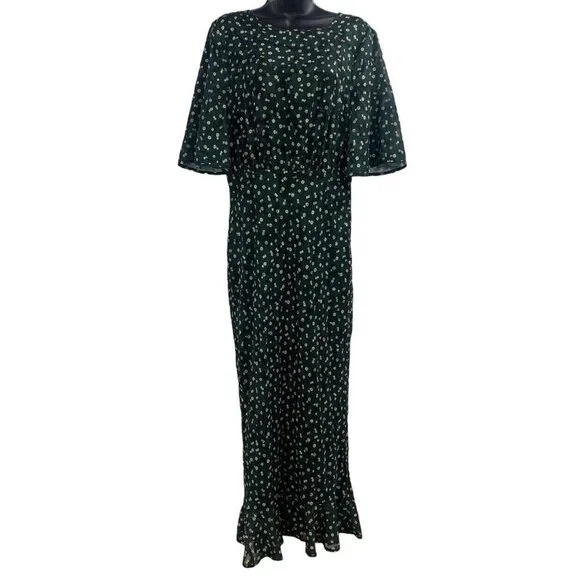 Tularosa Women's Ziggy Hunter Green Floral Midi Dress Size M NWT Tularosa Women's Ziggy Hunter Green Floral Midi Dress Size M NWT